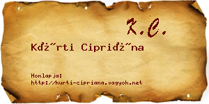 Kürti Cipriána névjegykártya